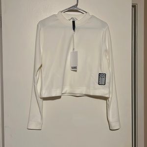 NWT Rains womens fleece cropped sweatshirt in fossil XS $95